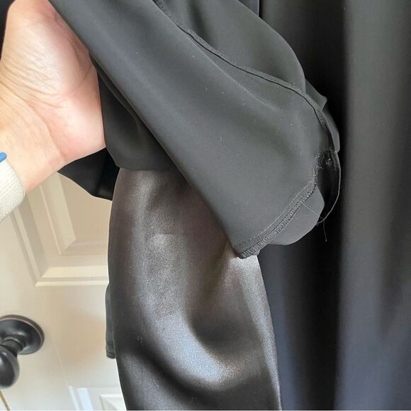 cachet wide leg evening pants palazzo solid black sheer overlay size small - Picture 6 of 9